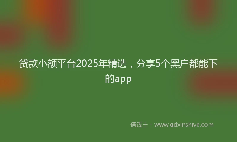 贷款小额平台2025年精选，分享5个黑户都能下的app