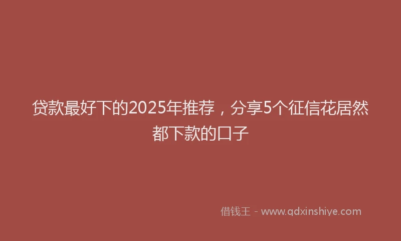 贷款最好下的2025年推荐，分享5个征信花居然都下款的口子