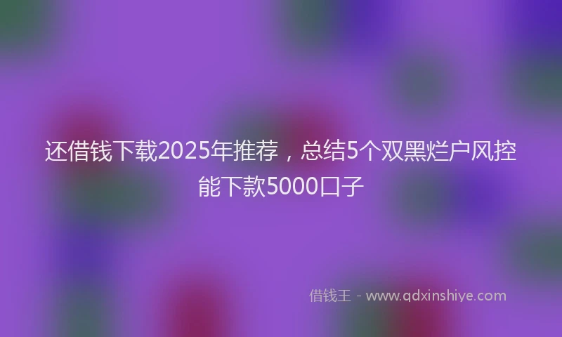 还借钱下载2025年推荐，总结5个双黑烂户风控能下款5000口子
