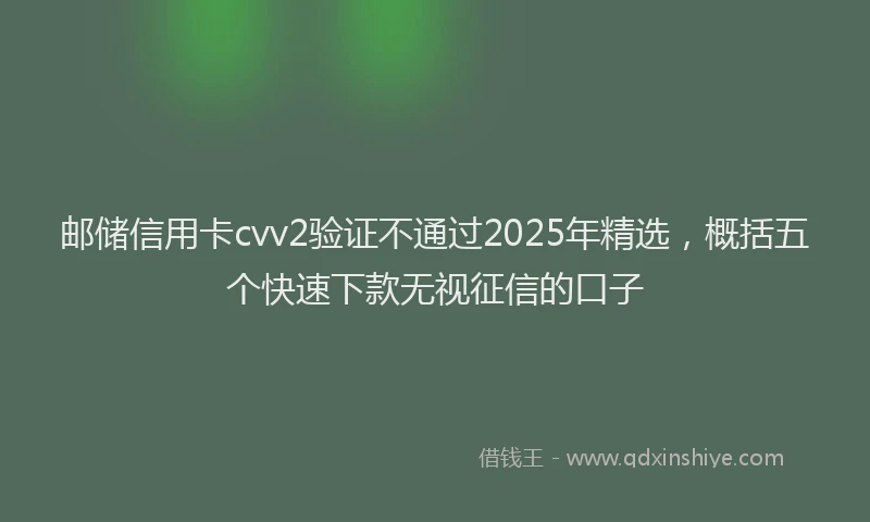 邮储信用卡cvv2验证不通过2025年精选，概括五个快速下款无视征信的口子