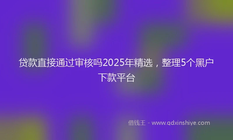 贷款直接通过审核吗2025年精选，整理5个黑户下款平台