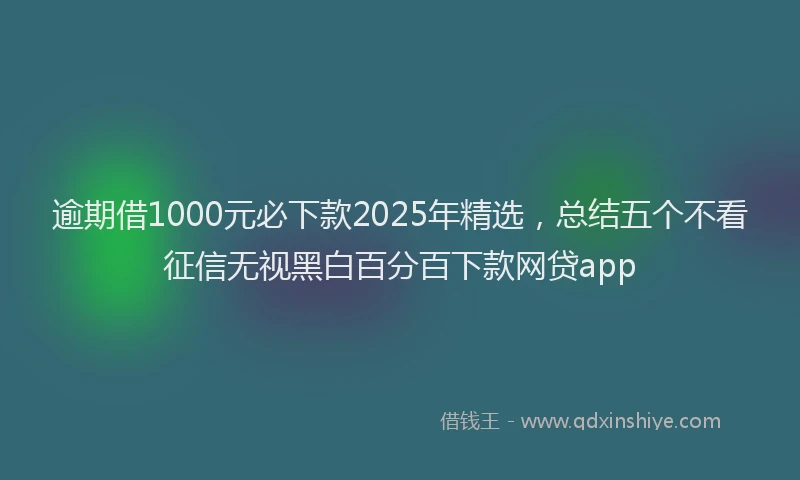 逾期借1000元必下款2025年精选，总结五个不看征信无视黑白百分百下款网贷app