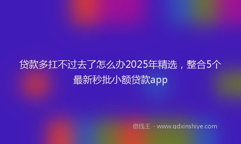 贷款多扛不过去了怎么办2025年精选，整合5个最新秒批小额贷款app