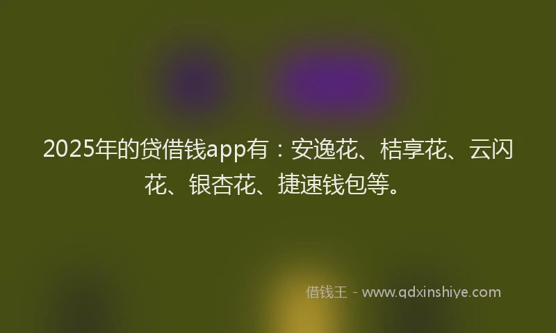 2025年的贷借钱app有：安逸花、桔享花、云闪花、银杏花、捷速钱包等。