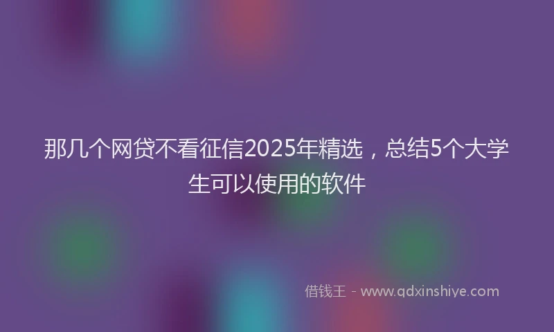 那几个网贷不看征信2025年精选，总结5个大学生可以使用的软件