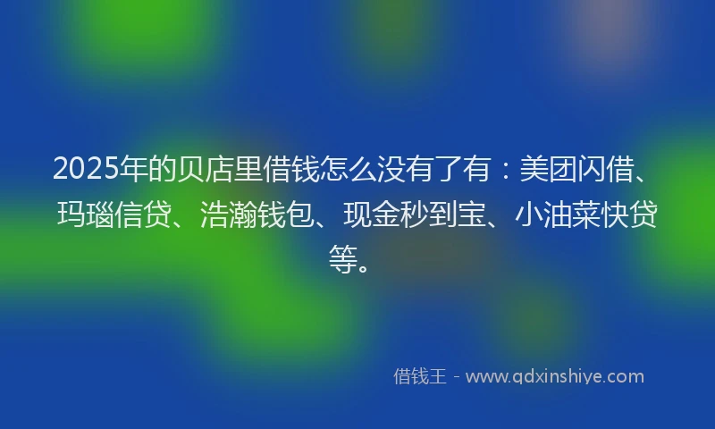 2025年的贝店里借钱怎么没有了有：美团闪借、玛瑙信贷、浩瀚钱包、现金秒到宝、小油菜快贷等。