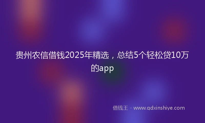 贵州农信借钱2025年精选，总结5个轻松贷10万的app