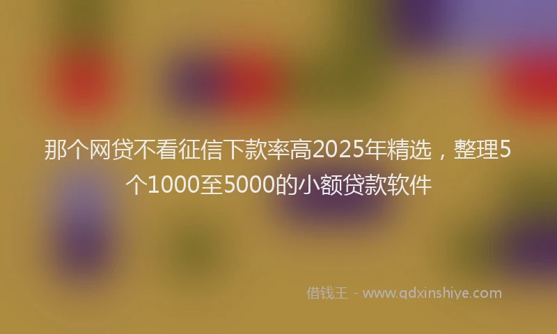 那个网贷不看征信下款率高2025年精选，整理5个1000至5000的小额贷款软件