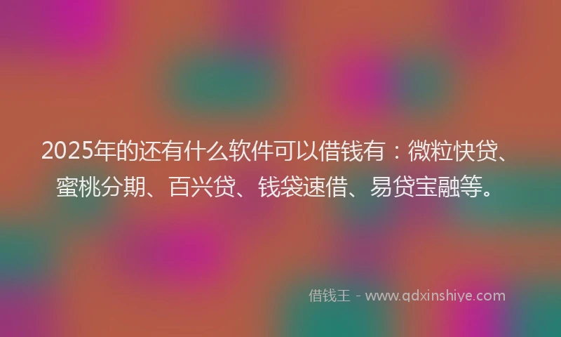 2025年的还有什么软件可以借钱有：微粒快贷、蜜桃分期、百兴贷、钱袋速借、易贷宝融等。