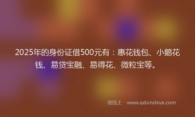 2025年的身份证借500元有：惠花钱包、小鹅花钱、易贷宝融、易得花、微粒宝等。
