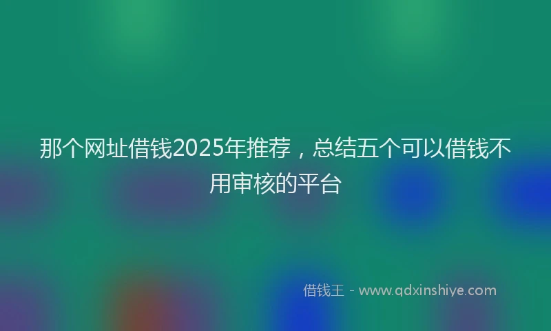 那个网址借钱2025年推荐，总结五个可以借钱不用审核的平台