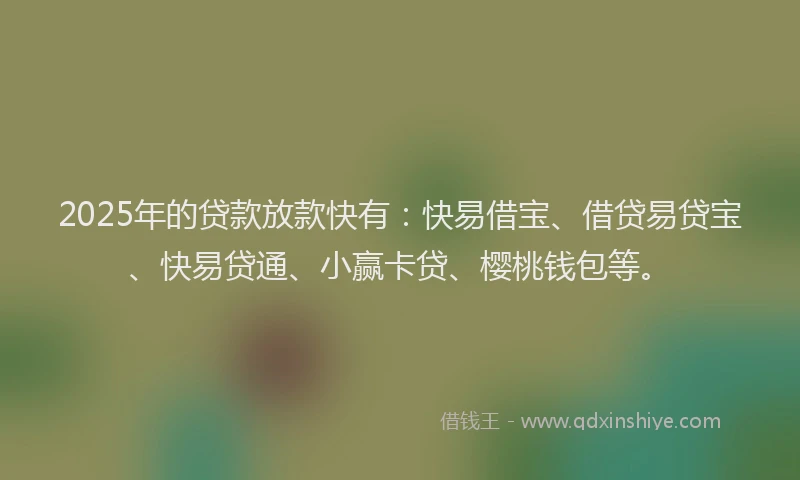 2025年的贷款放款快有：快易借宝、借贷易贷宝、快易贷通、小赢卡贷、樱桃钱包等。