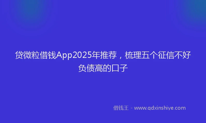 贷微粒借钱App2025年推荐，梳理五个征信不好负债高的口子