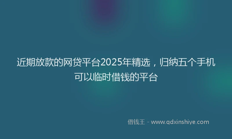 近期放款的网贷平台2025年精选，归纳五个手机可以临时借钱的平台