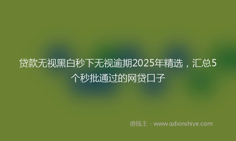 贷款无视黑白秒下无视逾期2025年精选，汇总5个秒批通过的网贷口子