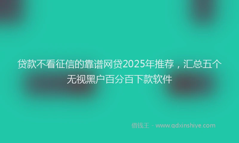 贷款不看征信的靠谱网贷2025年推荐，汇总五个无视黑户百分百下款软件