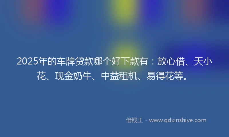 2025年的车牌贷款哪个好下款有：放心借、天小花、现金奶牛、中益租机、易得花等。