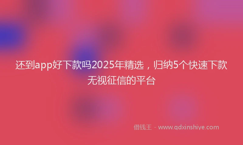还到app好下款吗2025年精选，归纳5个快速下款无视征信的平台