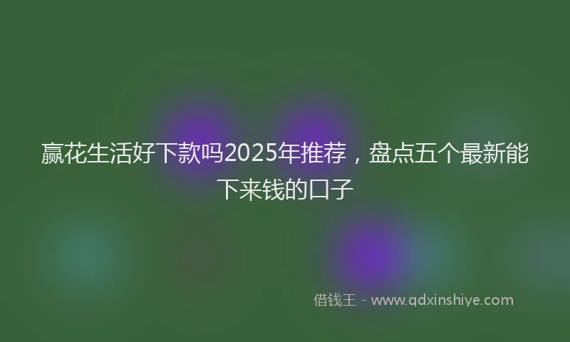赢花生活好下款吗2025年推荐，盘点五个最新能下来钱的口子