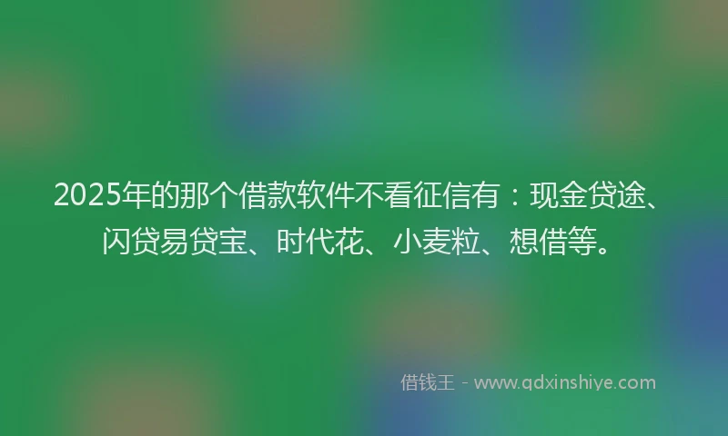 2025年的那个借款软件不看征信有：现金贷途、闪贷易贷宝、时代花、小麦粒、想借等。