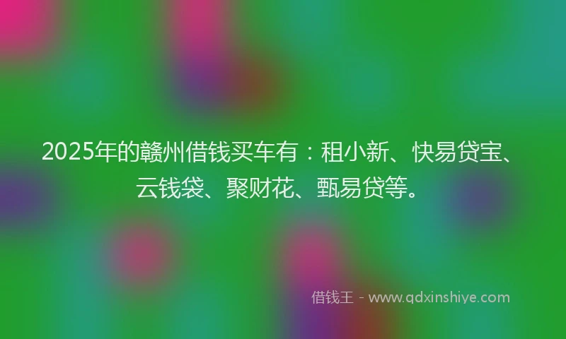 2025年的赣州借钱买车有：租小新、快易贷宝、云钱袋、聚财花、甄易贷等。