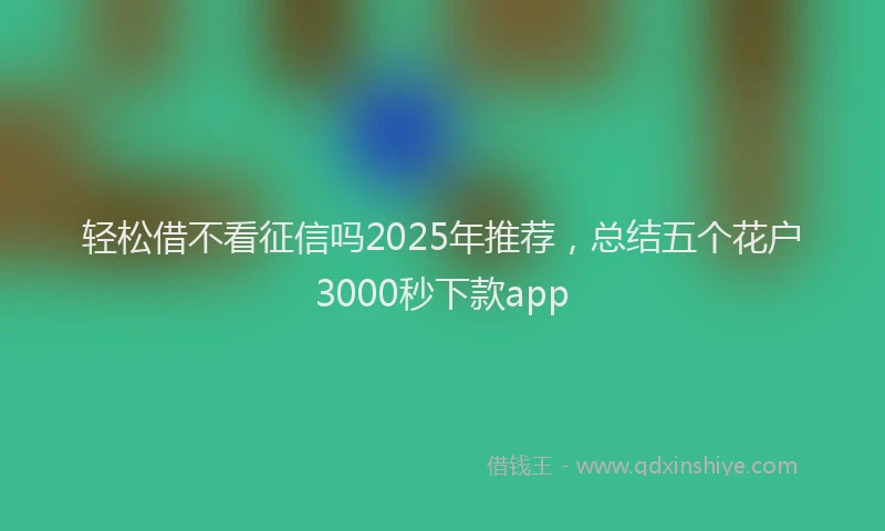 轻松借不看征信吗2025年推荐，总结五个花户3000秒下款app
