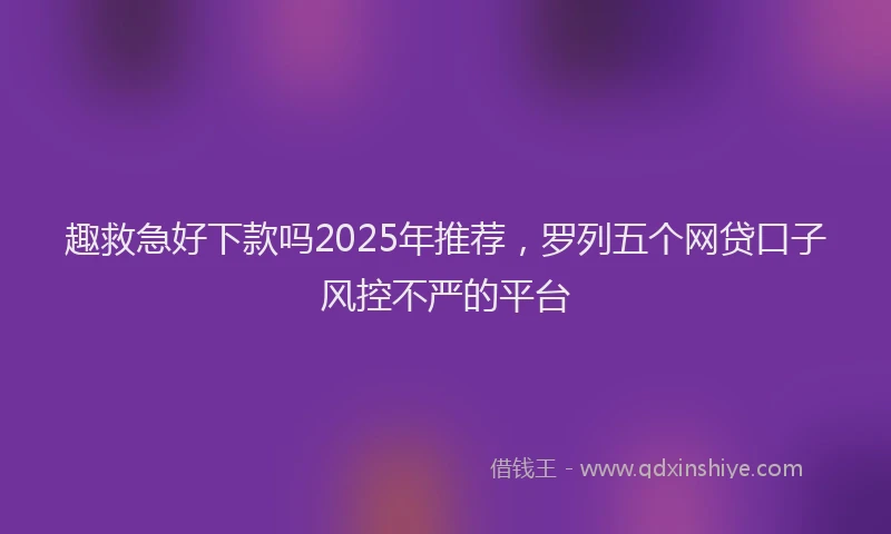 趣救急好下款吗2025年推荐，罗列五个网贷口子风控不严的平台