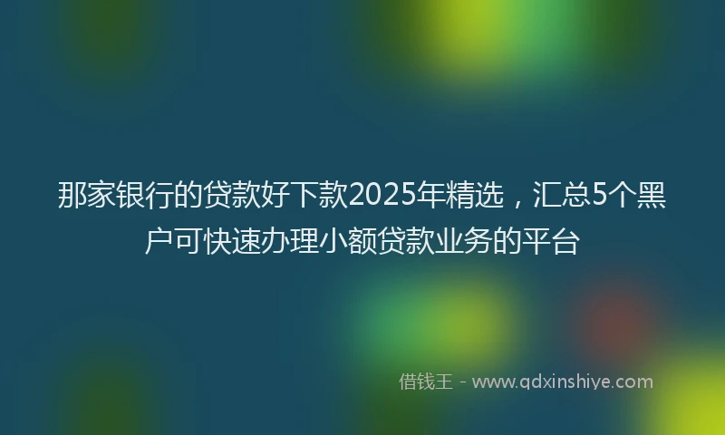 那家银行的贷款好下款2025年精选，汇总5个黑户可快速办理小额贷款业务的平台