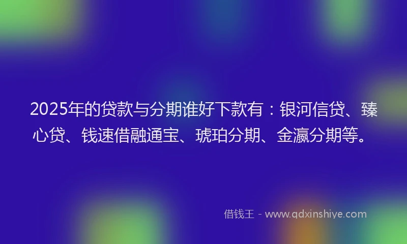 2025年的贷款与分期谁好下款有：银河信贷、臻心贷、钱速借融通宝、琥珀分期、金瀛分期等。
