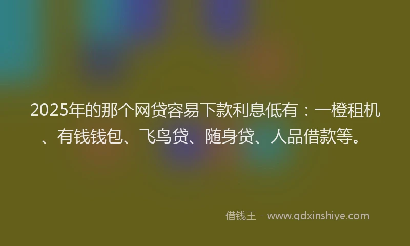 2025年的那个网贷容易下款利息低有：一橙租机、有钱钱包、飞鸟贷、随身贷、人品借款等。
