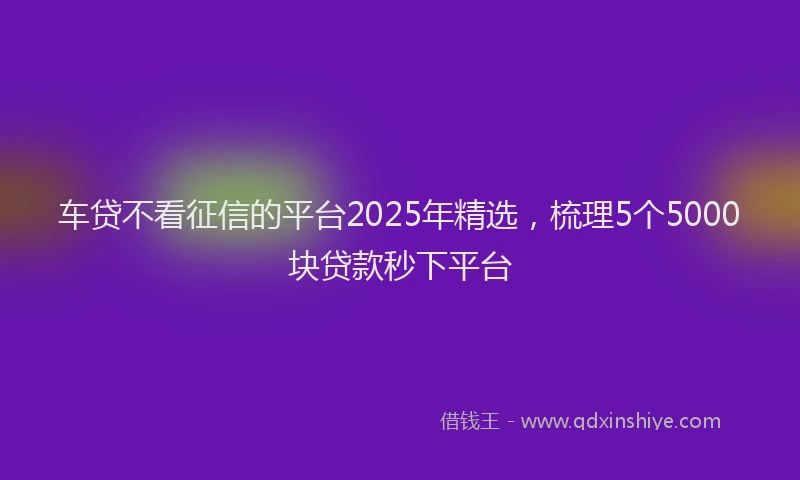车贷不看征信的平台2025年精选，梳理5个5000块贷款秒下平台