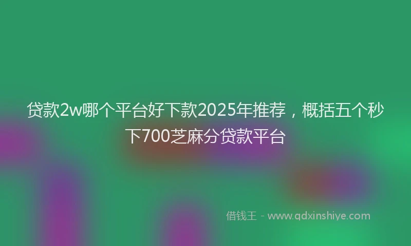 贷款2w哪个平台好下款2025年推荐，概括五个秒下700芝麻分贷款平台