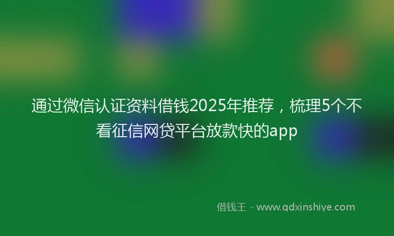 通过微信认证资料借钱2025年推荐，梳理5个不看征信网贷平台放款快的app
