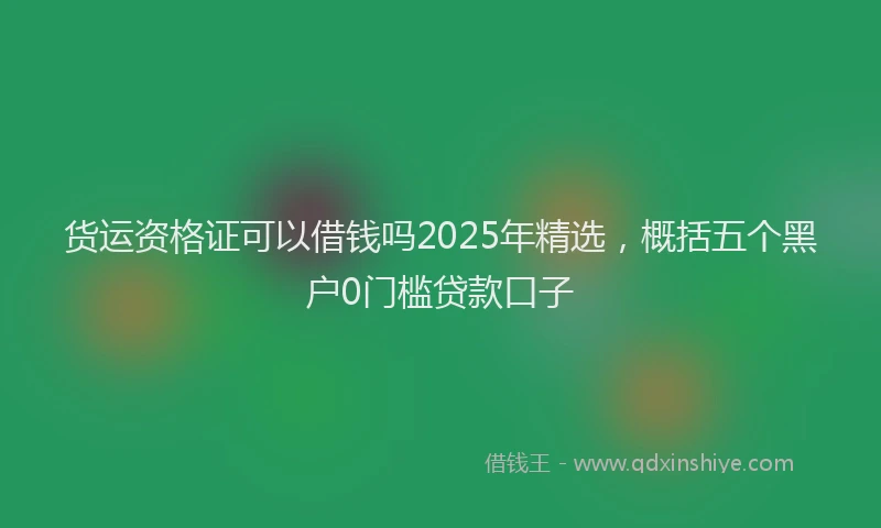 货运资格证可以借钱吗2025年精选，概括五个黑户0门槛贷款口子