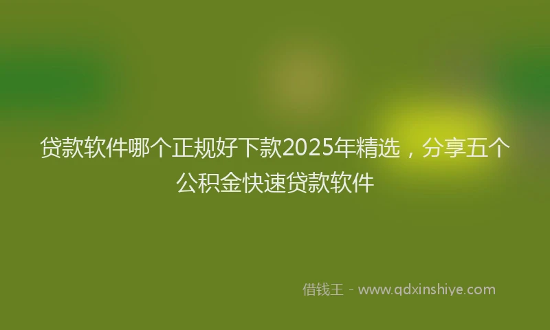 贷款软件哪个正规好下款2025年精选，分享五个公积金快速贷款软件