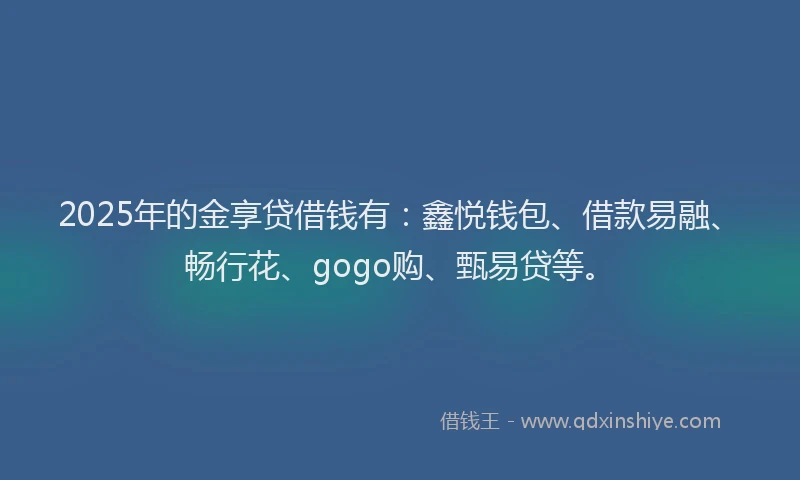 2025年的金享贷借钱有：鑫悦钱包、借款易融、畅行花、gogo购、甄易贷等。