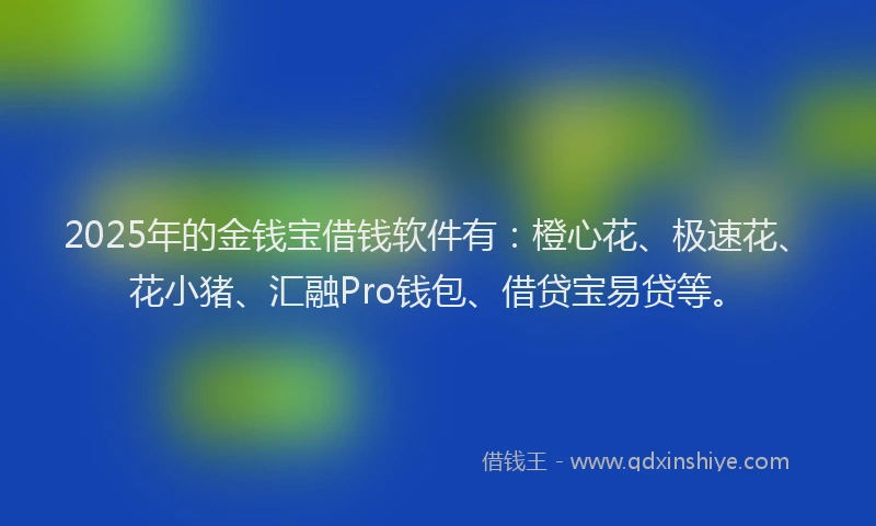 2025年的金钱宝借钱软件有：橙心花、极速花、花小猪、汇融Pro钱包、借贷宝易贷等。
