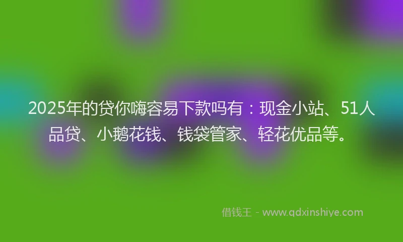 2025年的贷你嗨容易下款吗有：现金小站、51人品贷、小鹅花钱、钱袋管家、轻花优品等。
