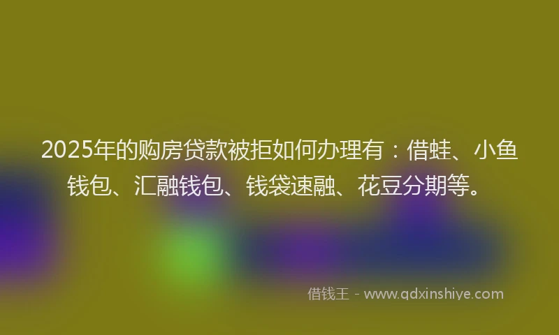 2025年的购房贷款被拒如何办理有：借蛙、小鱼钱包、汇融钱包、钱袋速融、花豆分期等。