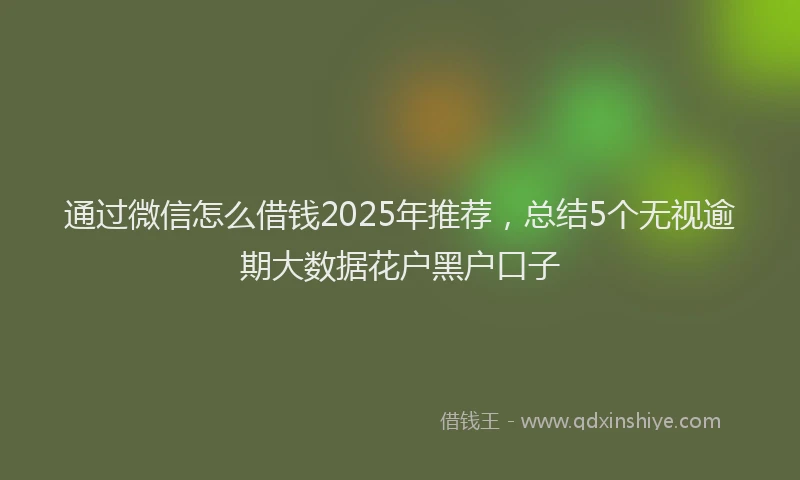 通过微信怎么借钱2025年推荐，总结5个无视逾期大数据花户黑户口子