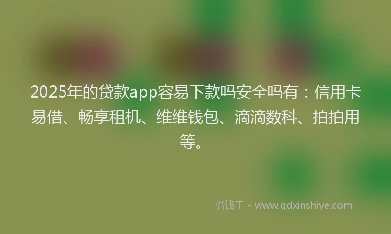 2025年的贷款app容易下款吗安全吗有：信用卡易借、畅享租机、维维钱包、滴滴数科、拍拍用等。