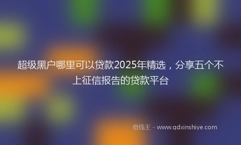 超级黑户哪里可以贷款2025年精选，分享五个不上征信报告的贷款平台