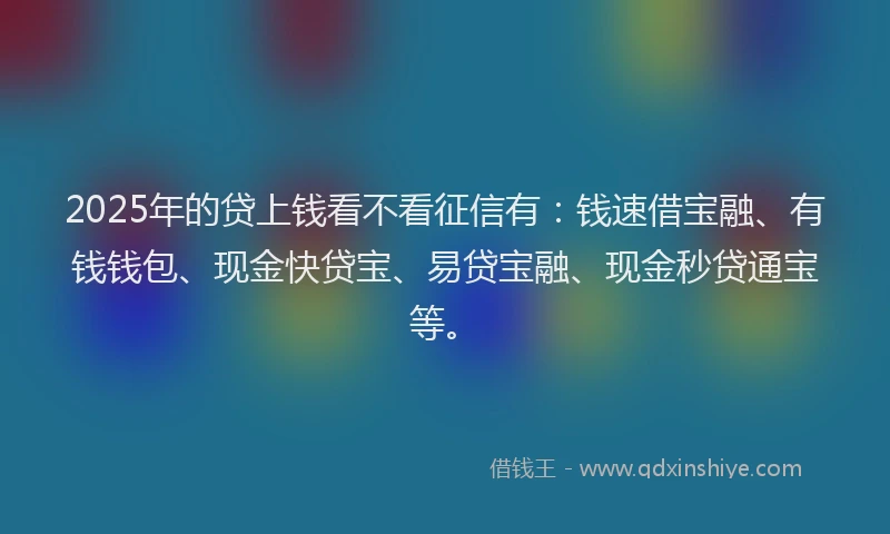 2025年的贷上钱看不看征信有：钱速借宝融、有钱钱包、现金快贷宝、易贷宝融、现金秒贷通宝等。