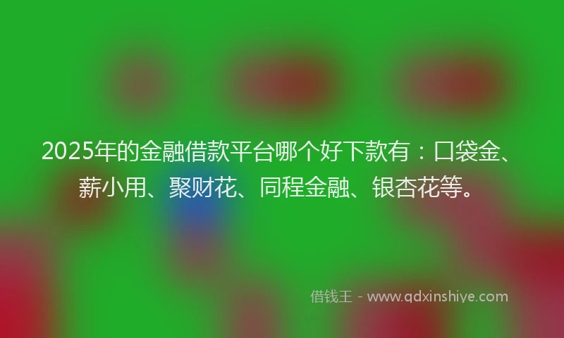 2025年的金融借款平台哪个好下款有：口袋金、薪小用、聚财花、同程金融、银杏花等。