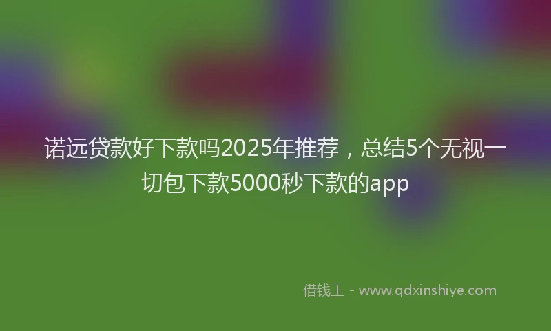 诺远贷款好下款吗2025年推荐，总结5个无视一切包下款5000秒下款的app