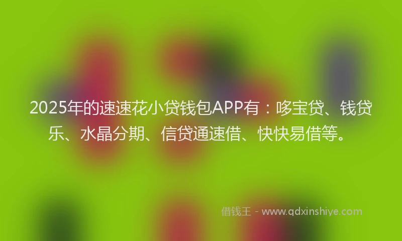 2025年的速速花小贷钱包APP有：哆宝贷、钱贷乐、水晶分期、信贷通速借、快快易借等。