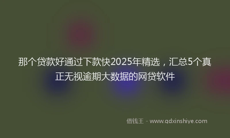 那个贷款好通过下款快2025年精选，汇总5个真正无视逾期大数据的网贷软件