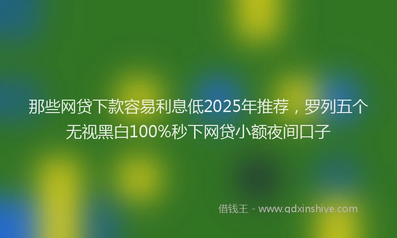 那些网贷下款容易利息低2025年推荐，罗列五个无视黑白100%秒下网贷小额夜间口子