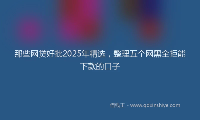 那些网贷好批2025年精选，整理五个网黑全拒能下款的口子