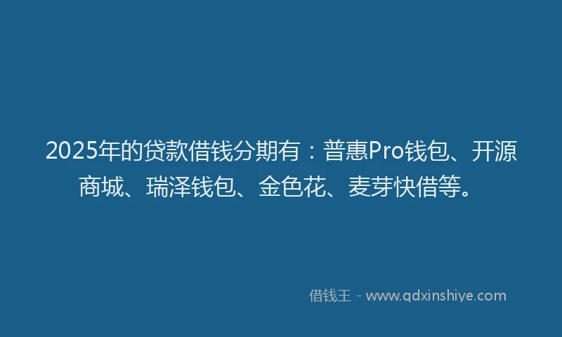 2025年的贷款借钱分期有：普惠Pro钱包、开源商城、瑞泽钱包、金色花、麦芽快借等。
